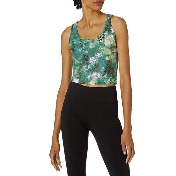 Calvin Klein XS Racerback Performance Cropped Tank Top Ice Leopard - Picture 1 of 10